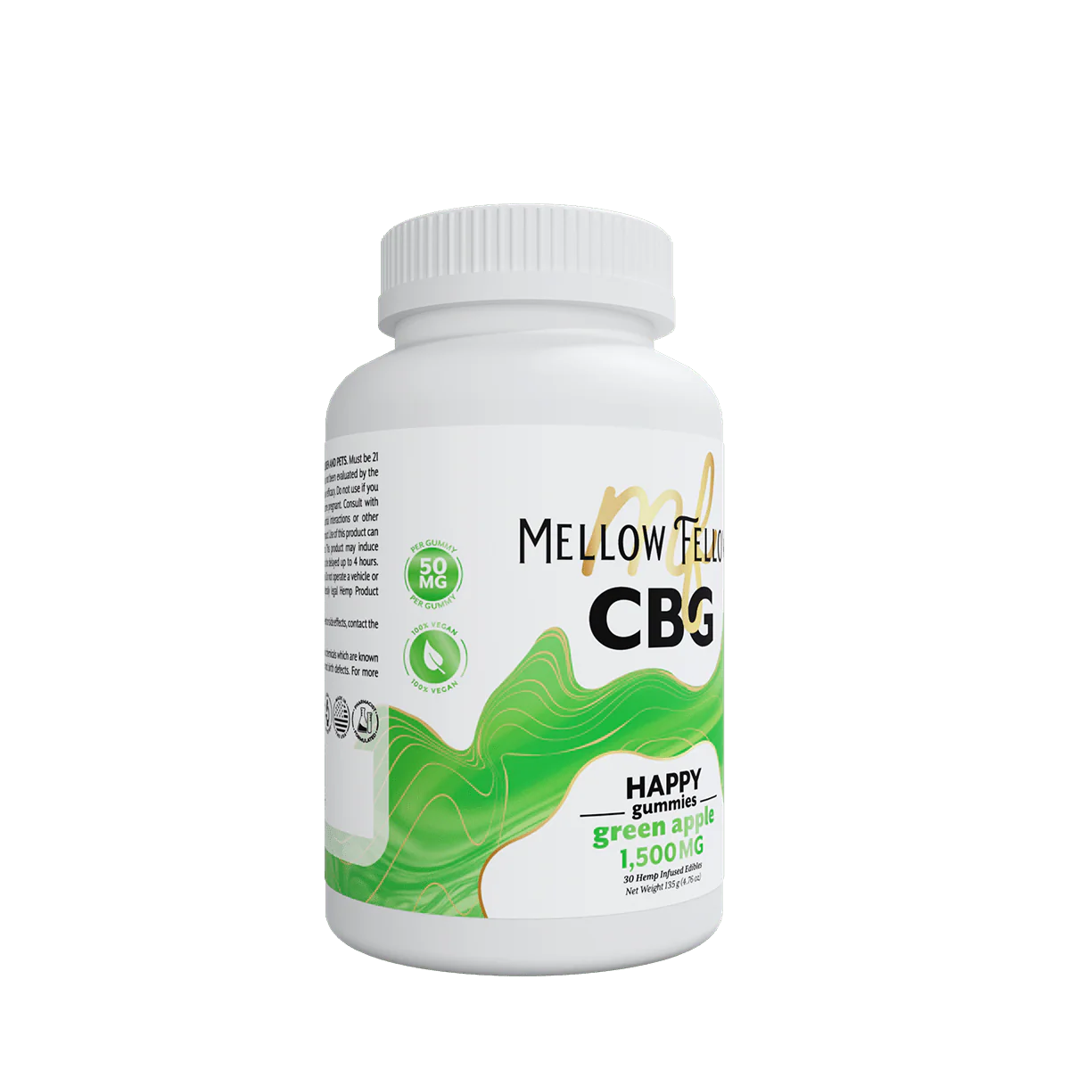 Mellow Fellow Happy CBG Gummies - 1500mg - Green Apple