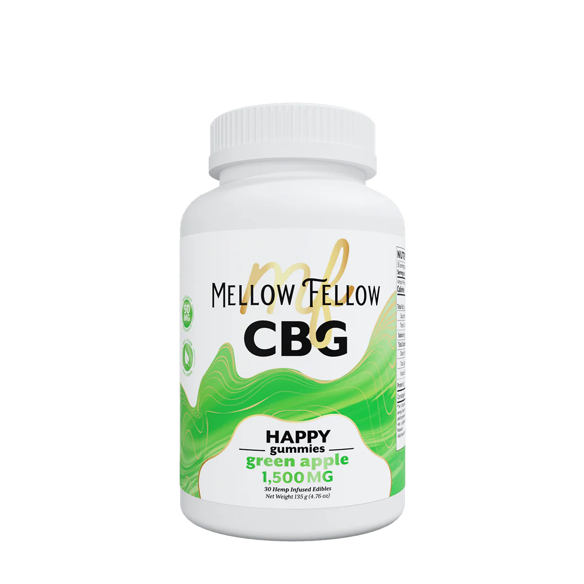 Mellow Fellow Happy CBG Gummies - 1500mg - Green Apple