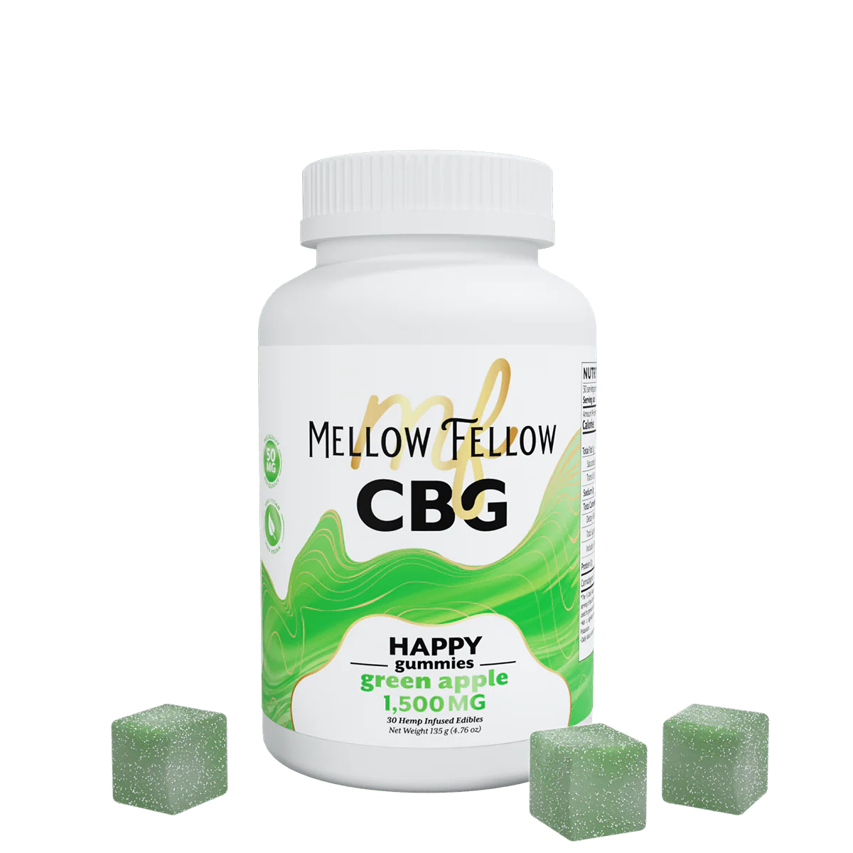 Mellow Fellow Happy CBG Gummies - 1500mg - Green Apple