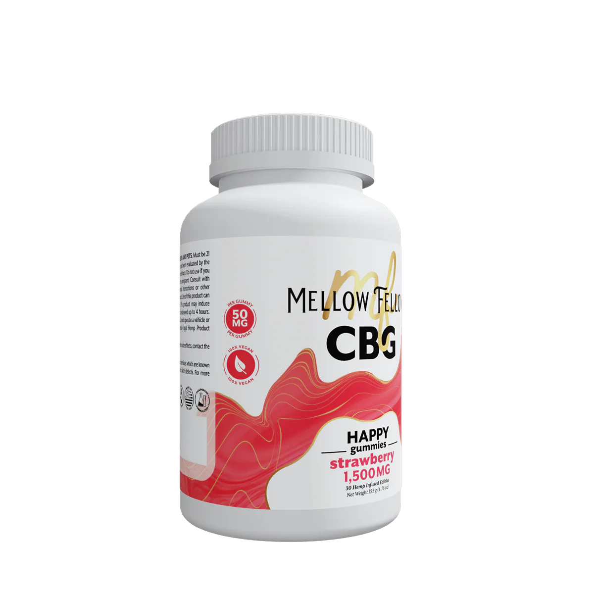 Mellow Fellow Happy CBG Gummies - 1500mg - Strawberry