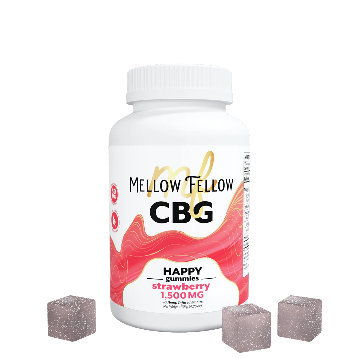 Mellow Fellow Happy CBG Gummies - 1500mg - Strawberry