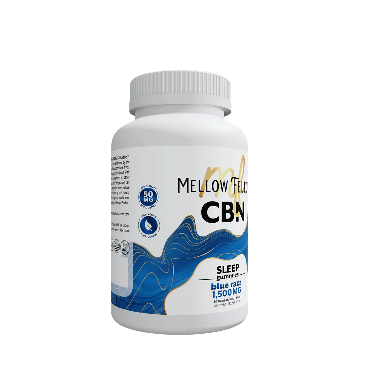 Mellow Fellow Sleep CBN Gummies - 1500mg - Blue Razz