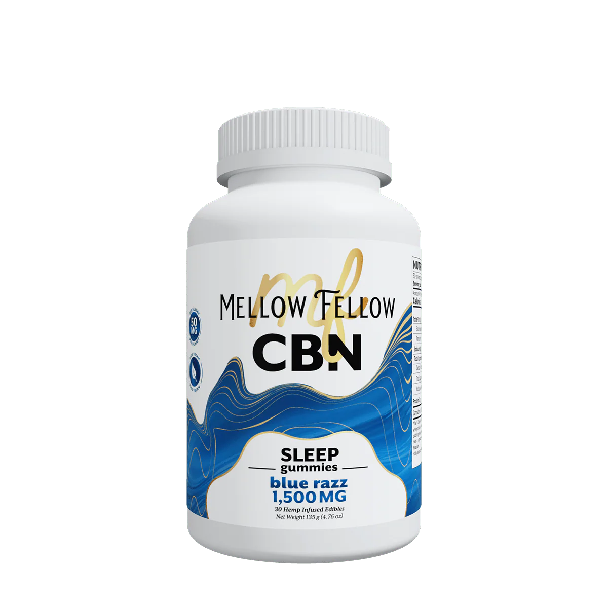 Mellow Fellow Sleep CBN Gummies - 1500mg - Blue Razz