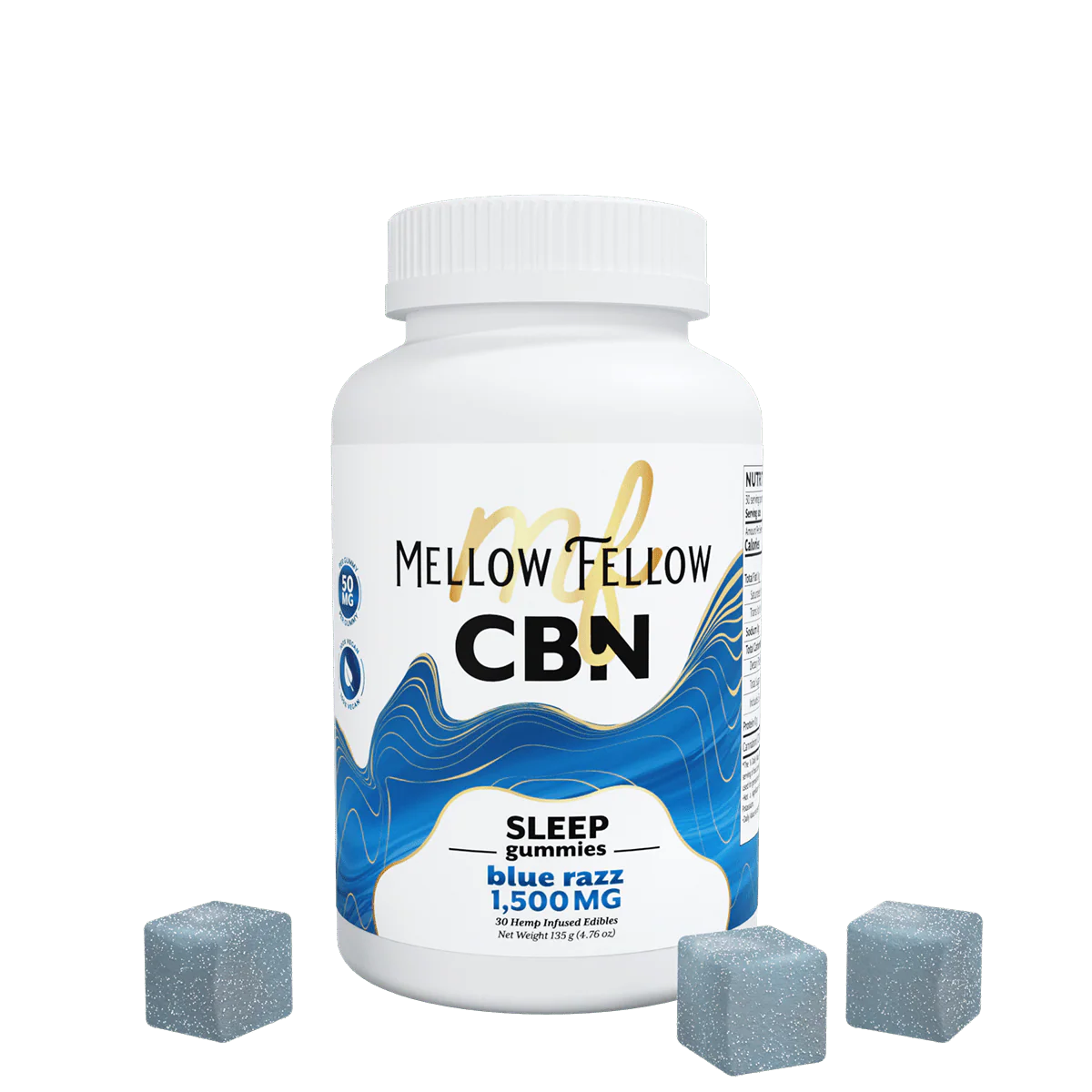 Mellow Fellow Sleep CBN Gummies - 1500mg - Blue Razz