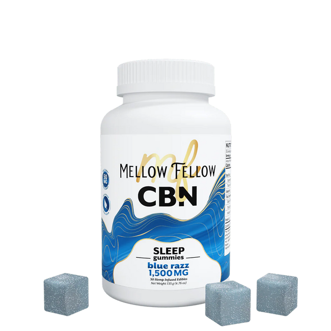 Mellow Fellow Sleep CBN Gummies - 1500mg - Blue Razz