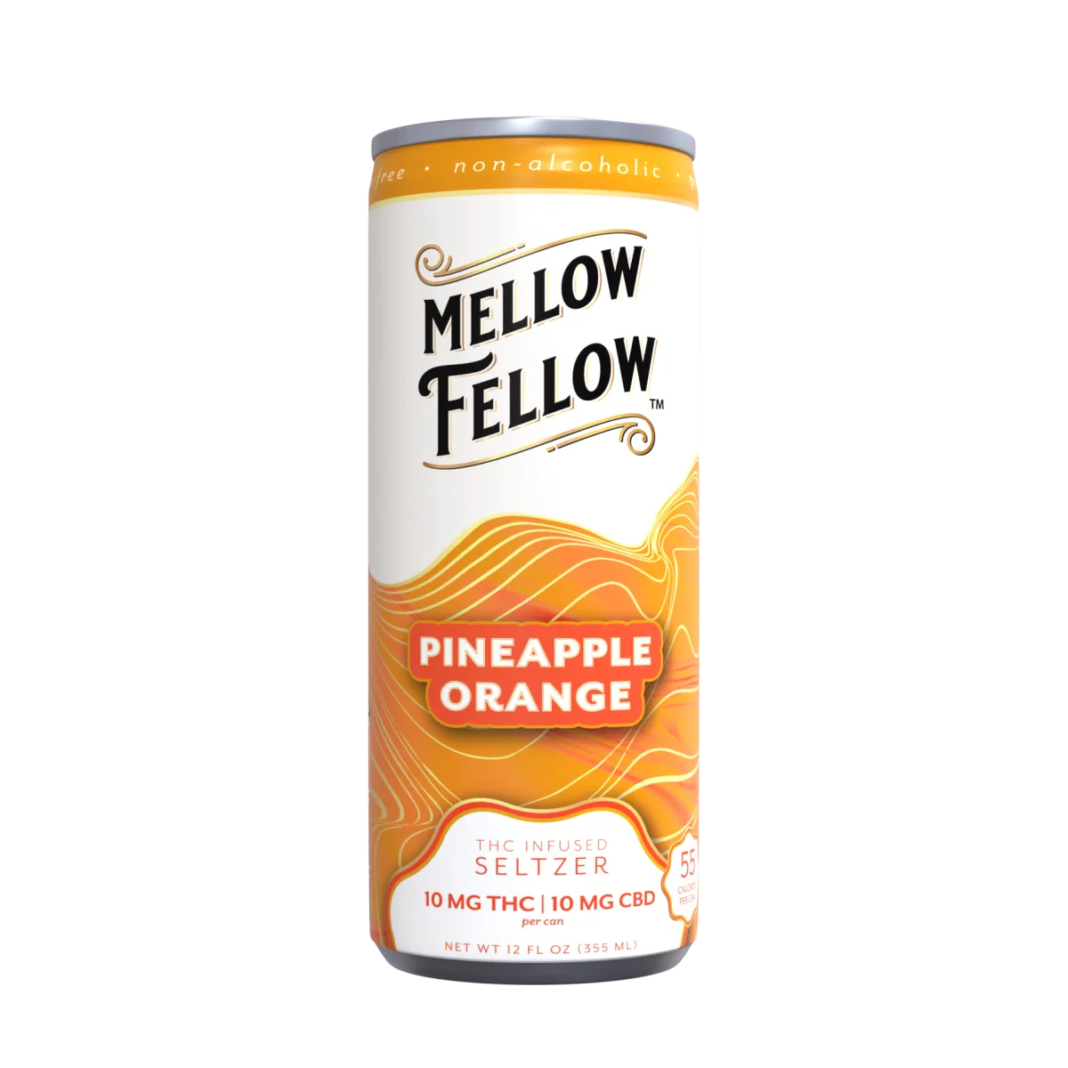 Mellow Fellow Delta 9 THC + CBD Seltzer Beverage 20MG - Pineapple Orange