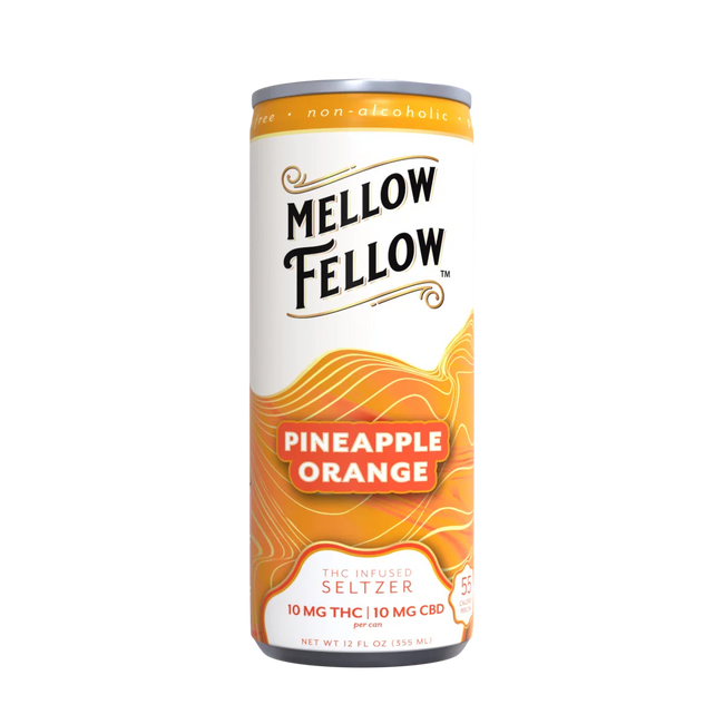 Mellow Fellow Delta 9 THC + CBD Seltzer Beverage 20MG - Pineapple Orange Best Sales Price - Seltzers