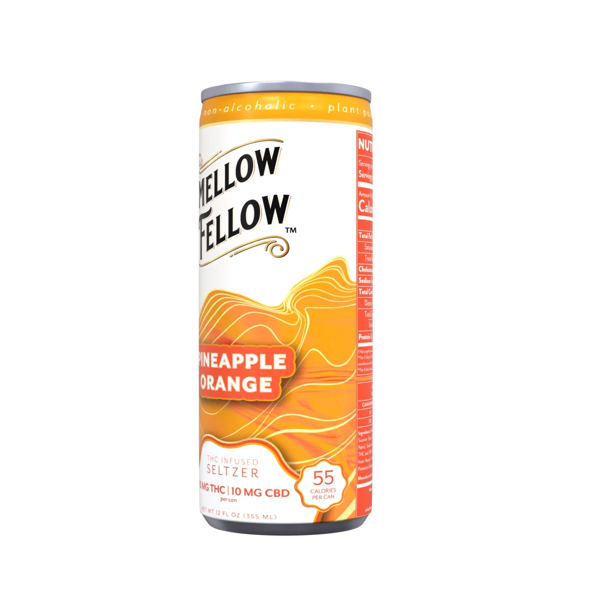 Mellow Fellow Delta 9 THC + CBD Seltzer Beverage 20MG - Pineapple Orange