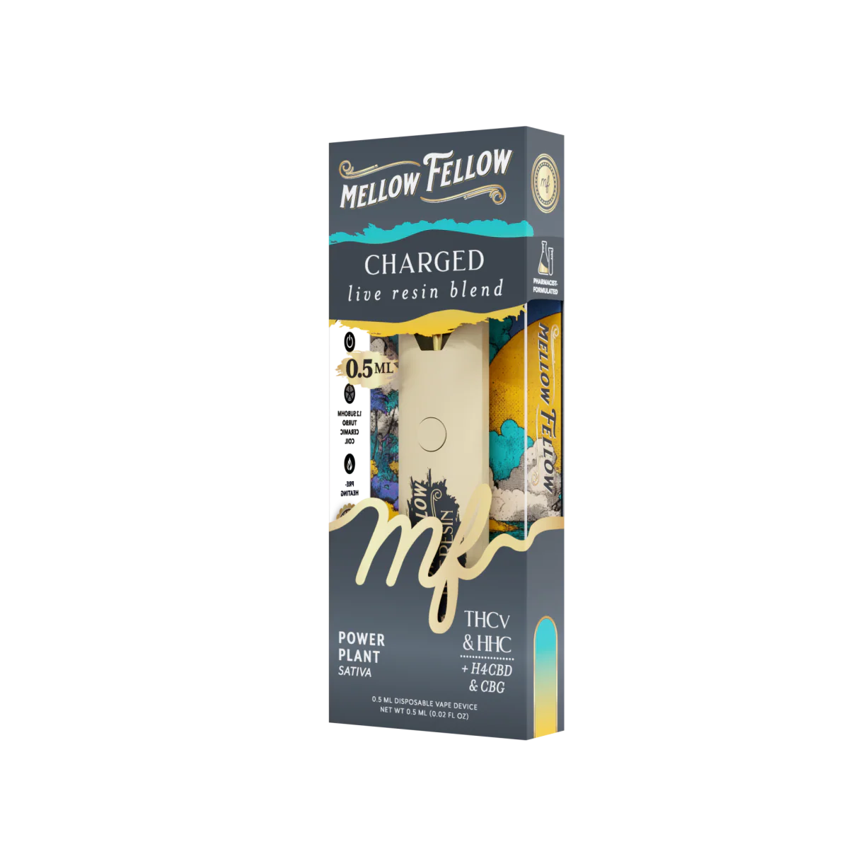 Mellow Fellow Charged Blend 0.5ml Live Resin Vape - Power Plant (Sativa)