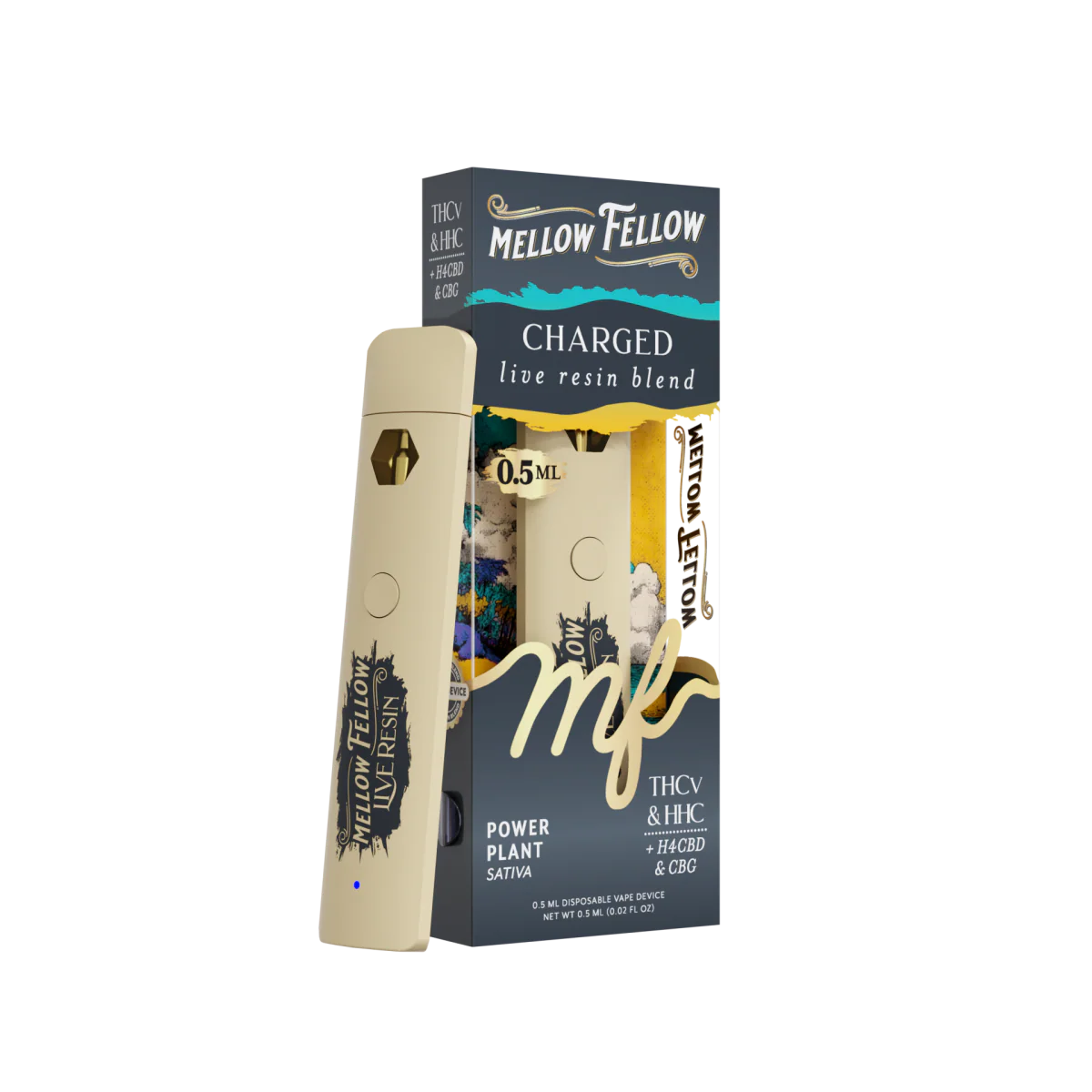 Mellow Fellow Charged Blend 0.5ml Live Resin Vape - Power Plant (Sativa)