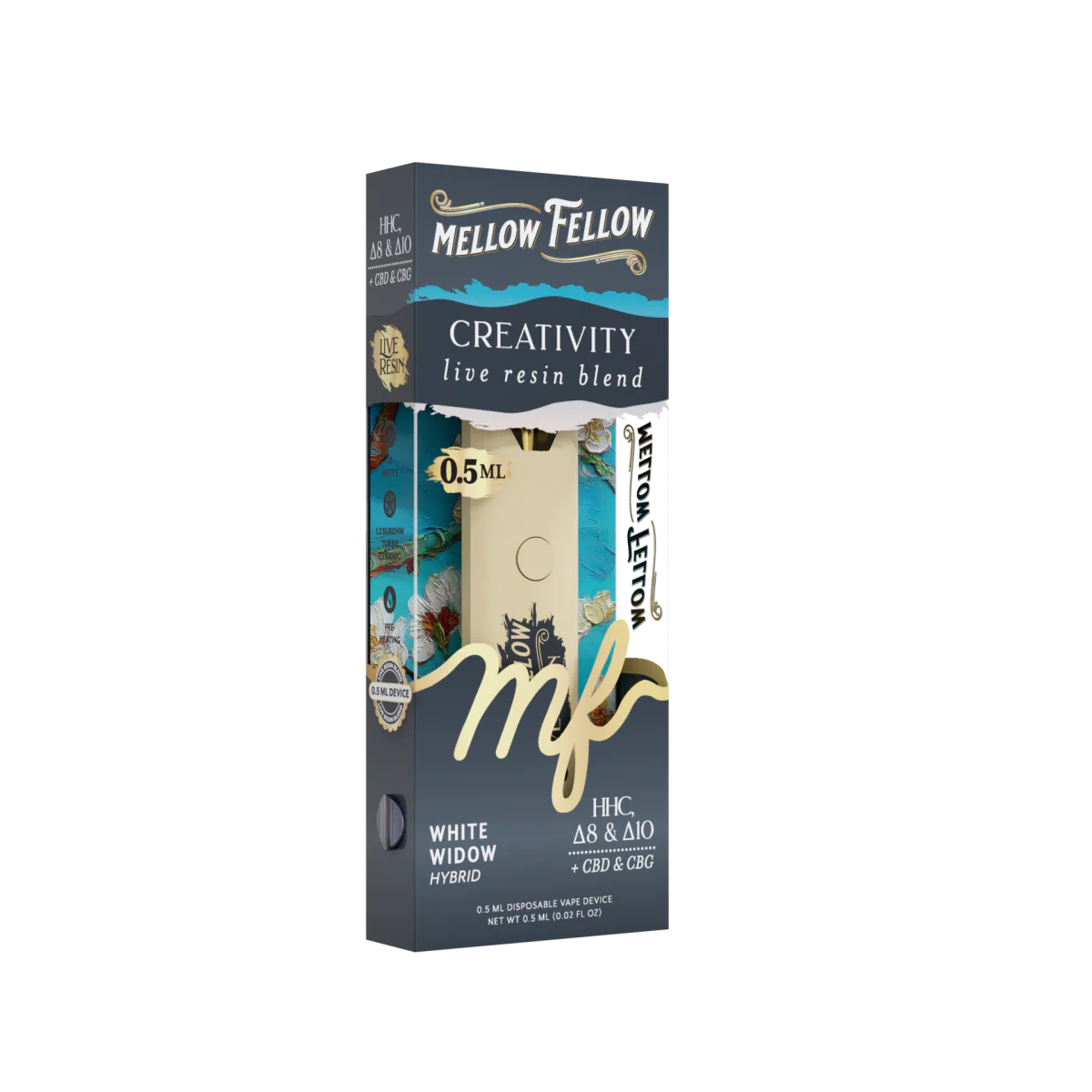 Mellow Fellow Creativity Blend 0.5ml Live Resin Vape - White Widow (Hybrid)