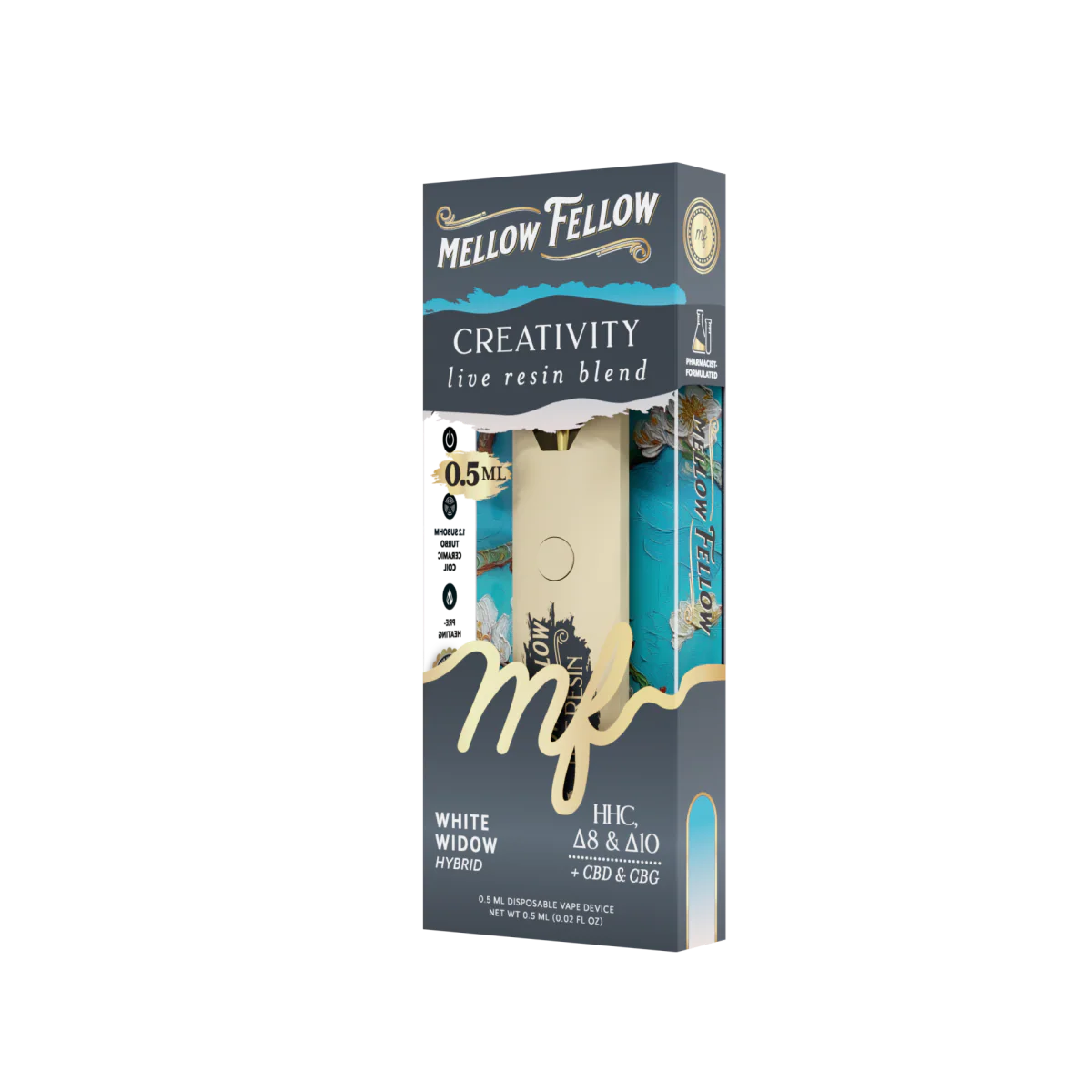 Mellow Fellow Creativity Blend 0.5ml Live Resin Vape - White Widow (Hybrid)