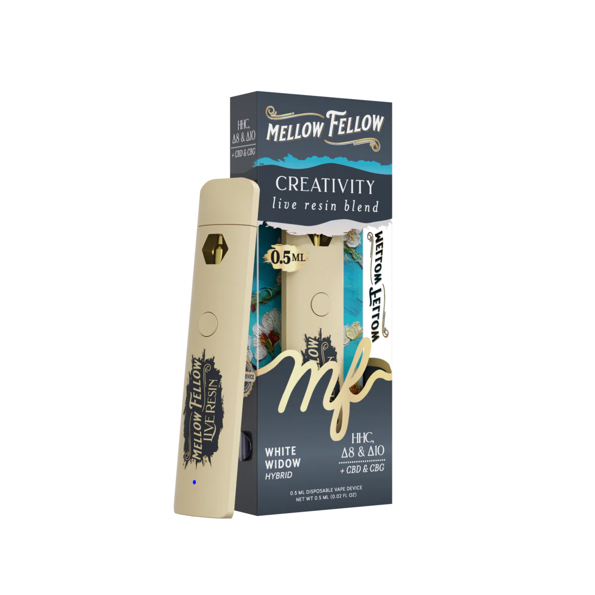 Mellow Fellow Creativity Blend 0.5ml Live Resin Vape - White Widow (Hybrid)