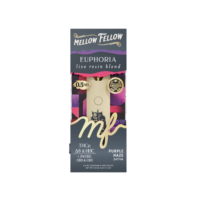 Mellow Fellow Euphoria Blend 0.5ml Live Resin Vape - Purple Haze (Sativa)