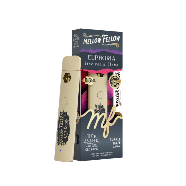 Mellow Fellow Euphoria Blend 0.5ml Live Resin Vape - Purple Haze (Sativa)