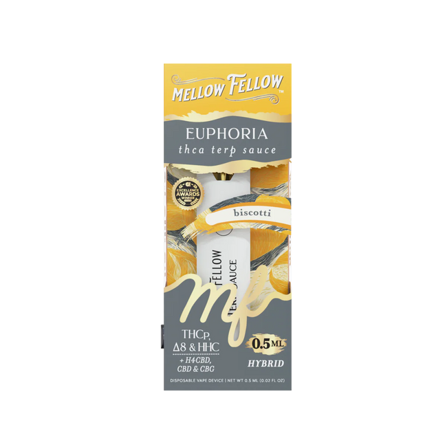 Mellow Fellow Euphoria Blend 0.5ml Terp Sauce Disposable Vape - Biscotti (Hybrid)
