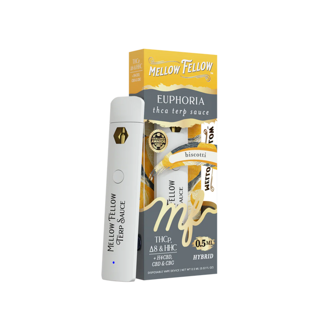 Mellow Fellow Euphoria Blend 0.5ml Terp Sauce Disposable Vape - Biscotti (Hybrid)