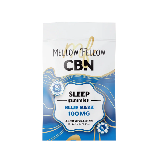 Mellow Fellow Sleep CBN Gummies 100mg - Blue Razz