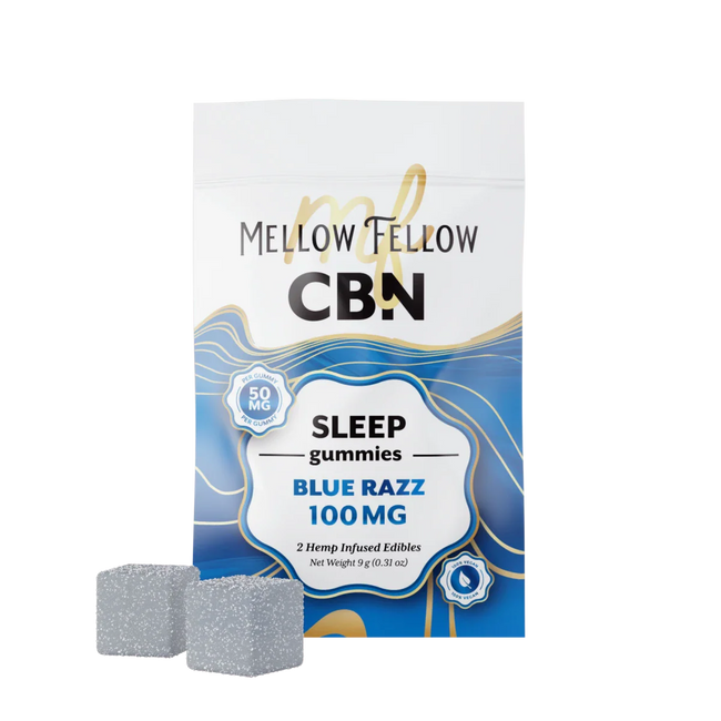 Mellow Fellow Sleep CBN Gummies 100mg - Blue Razz
