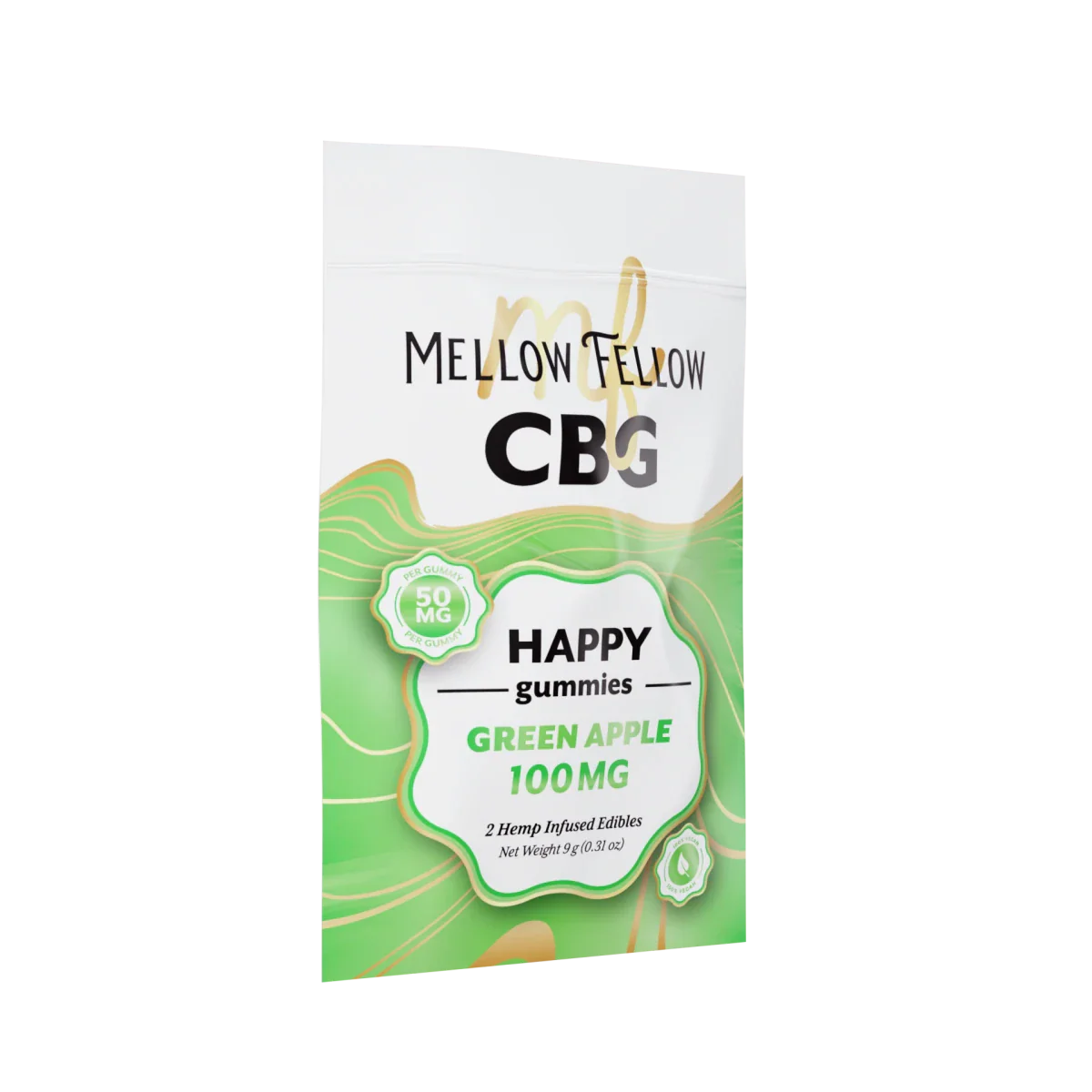 Mellow Fellow Happy CBG Gummies 100mg - Green Apple