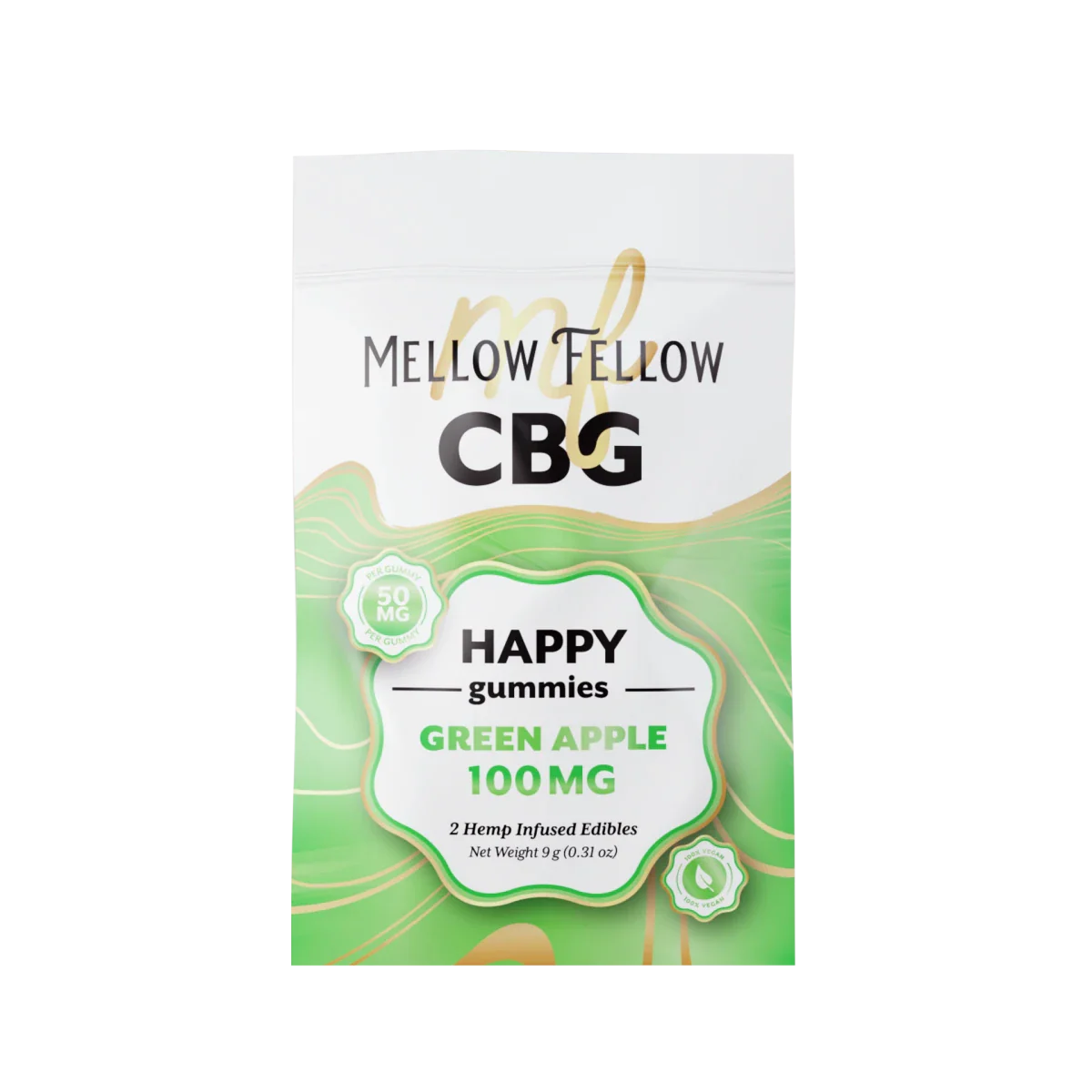 Mellow Fellow Happy CBG Gummies 100mg - Green Apple