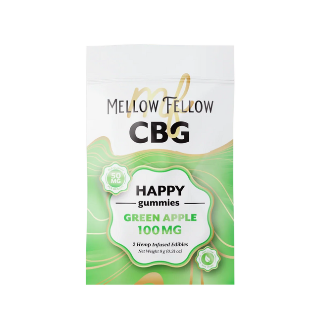 Mellow Fellow Happy CBG Gummies 100mg - Green Apple Best Sales Price - Edibles