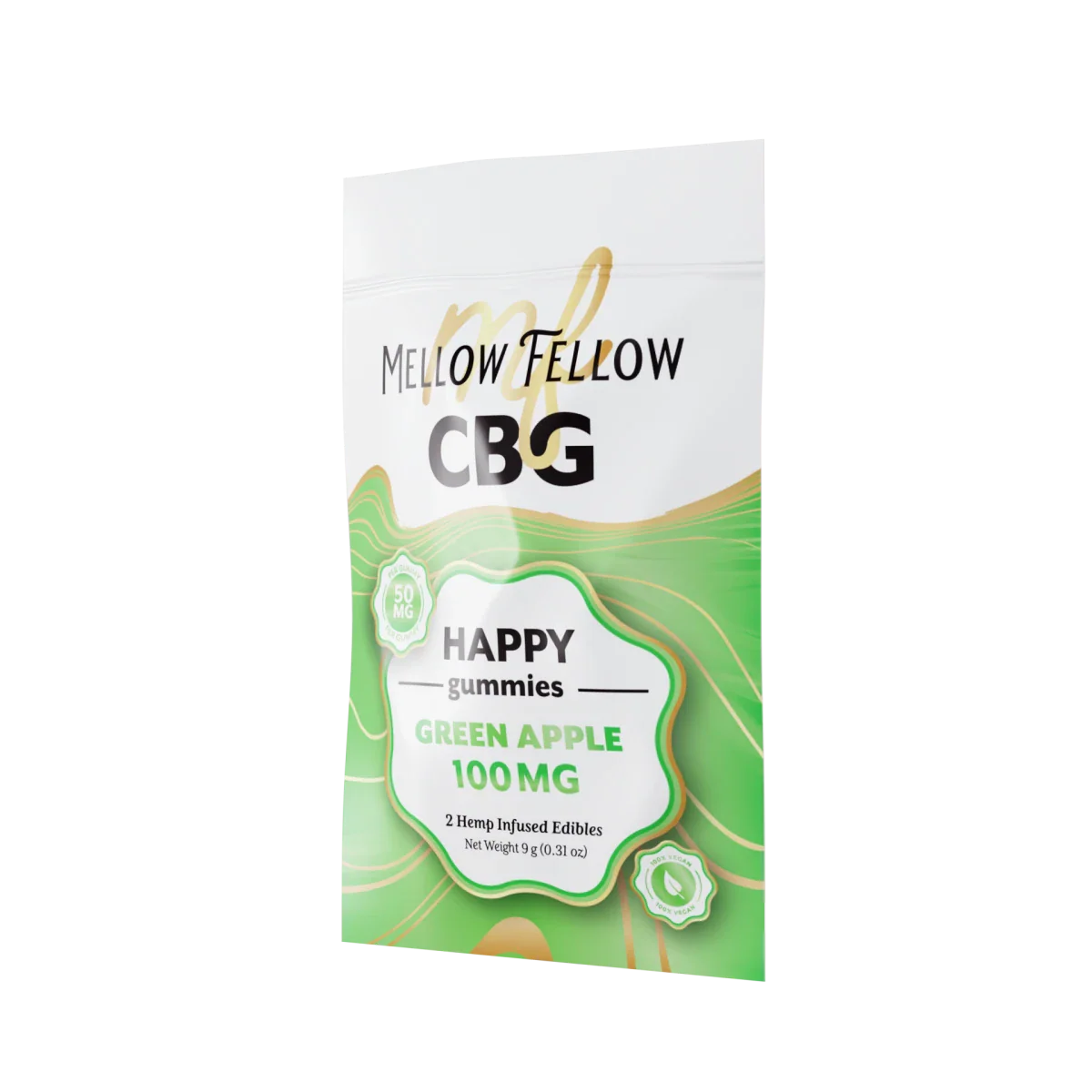 Mellow Fellow Happy CBG Gummies 100mg - Green Apple