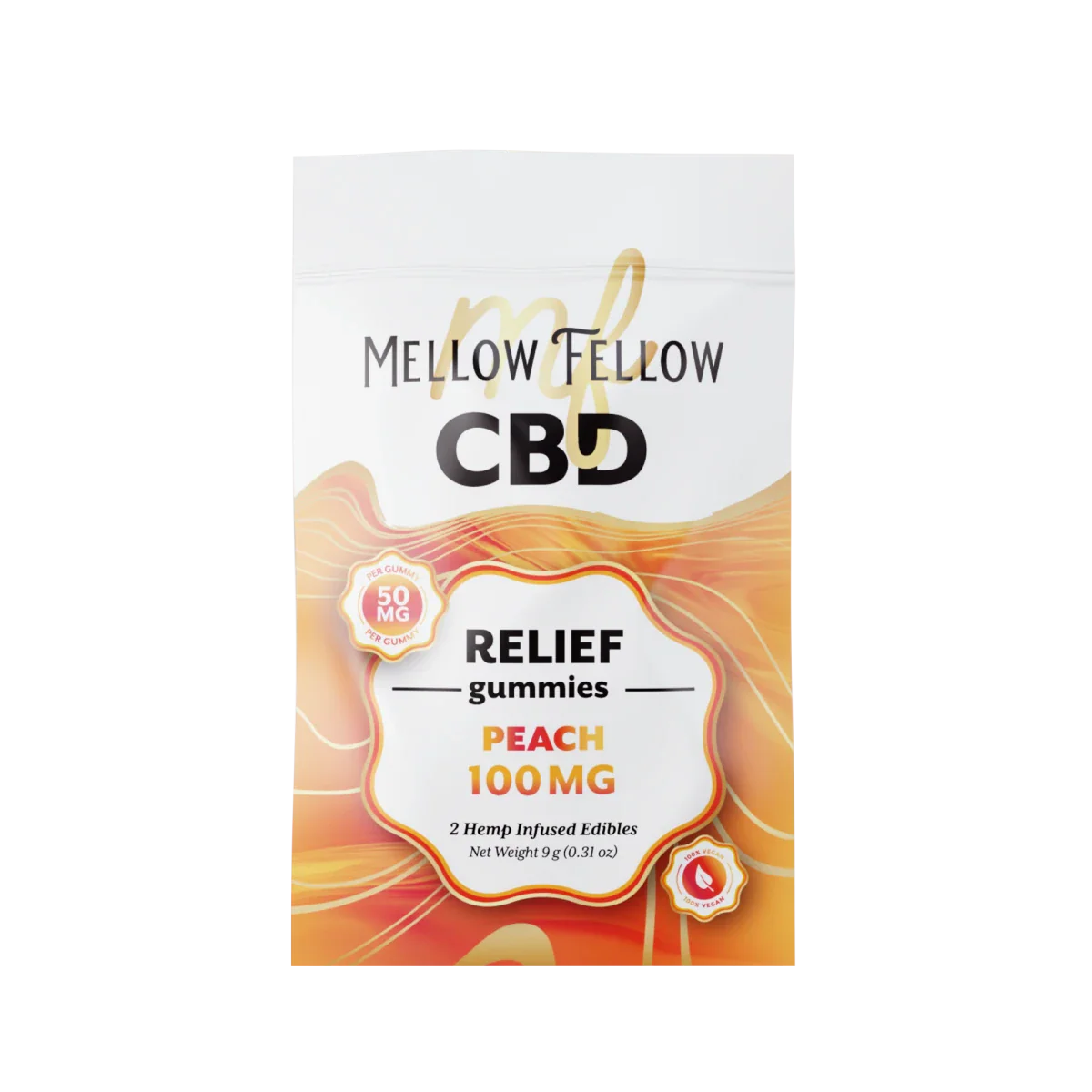 Mellow Fellow Relief CBD Gummies 100mg - Peach