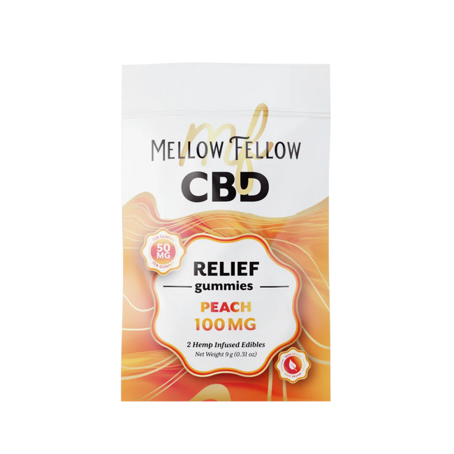 Mellow Fellow Relief CBD Gummies 100mg - Peach Best Sales Price - Edibles