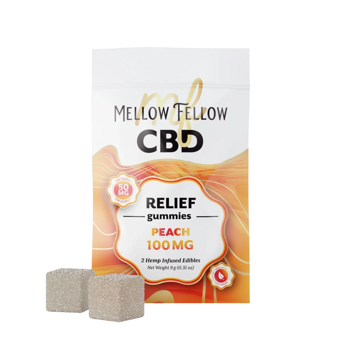 Mellow Fellow Relief CBD Gummies 100mg - Peach