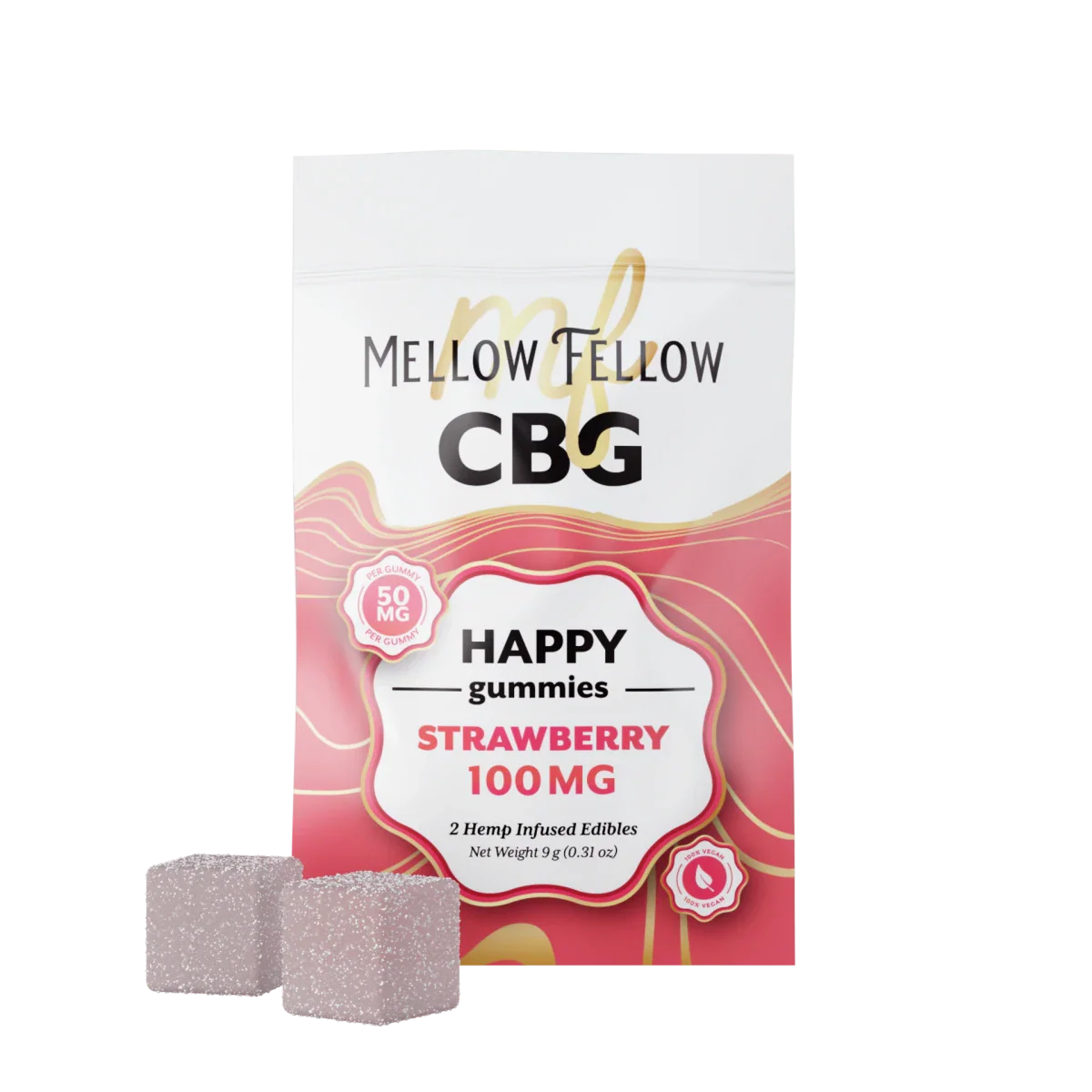 Mellow Fellow Happy CBG Gummies 100mg - Strawberry