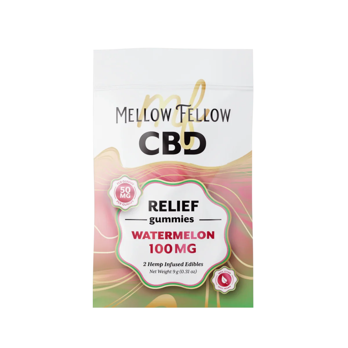 Mellow Fellow Relief CBD Gummies 100mg - Watermelon