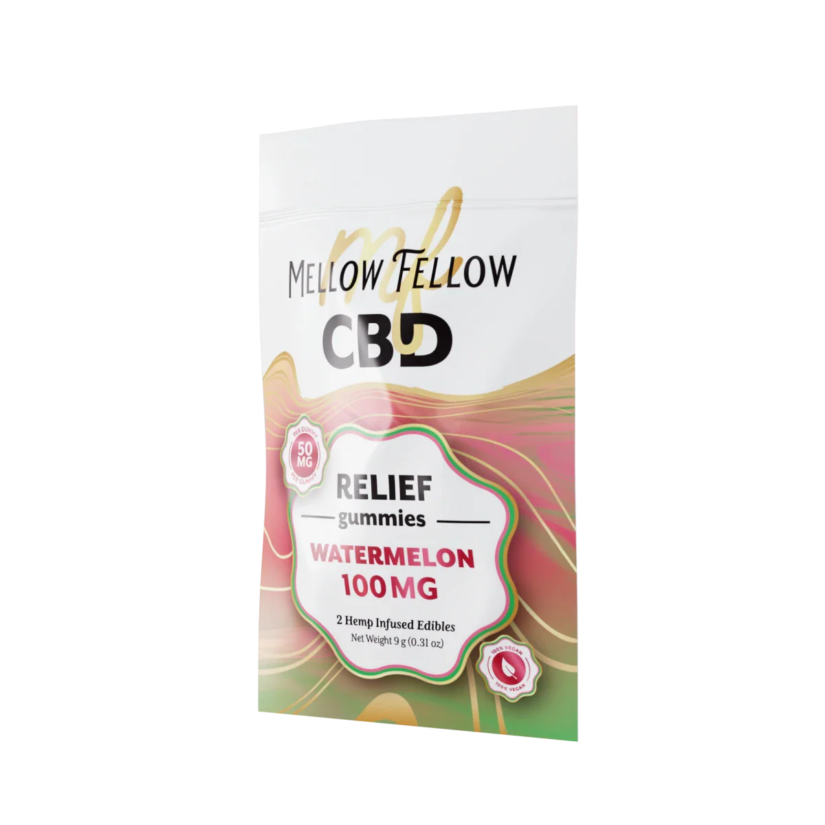 Mellow Fellow Relief CBD Gummies 100mg - Watermelon