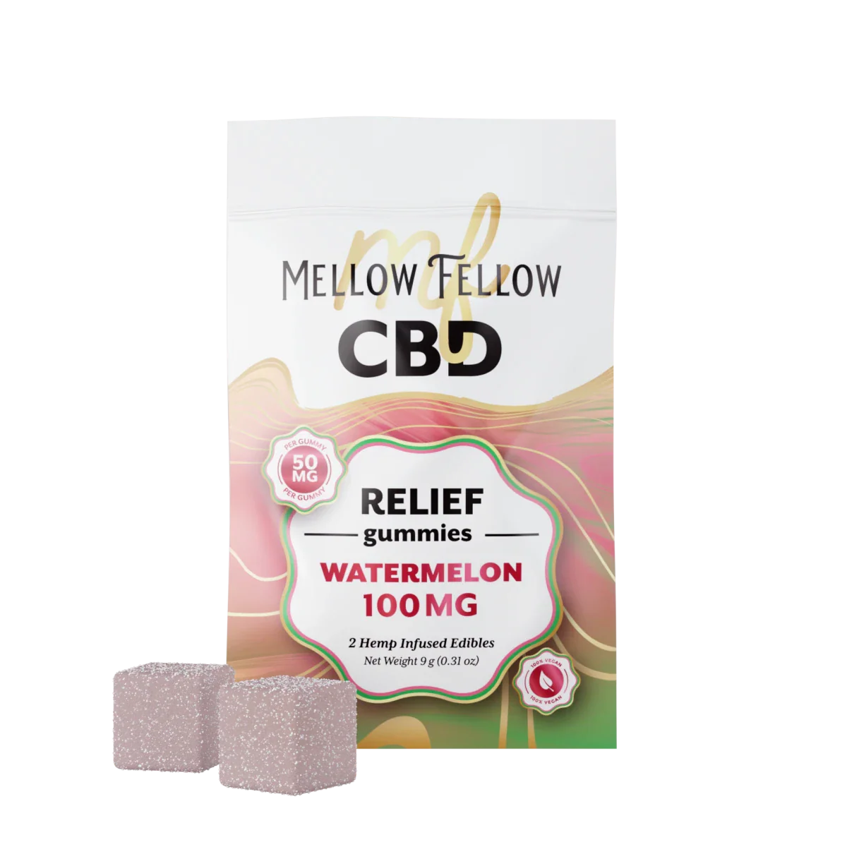 Mellow Fellow Relief CBD Gummies 100mg - Watermelon