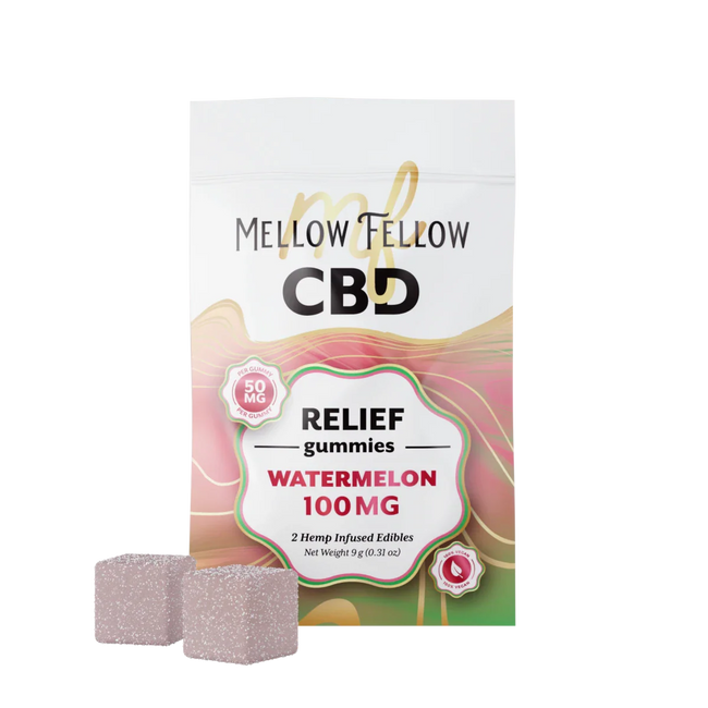 Mellow Fellow Relief CBD Gummies 100mg - Watermelon Best Sales Price - Edibles