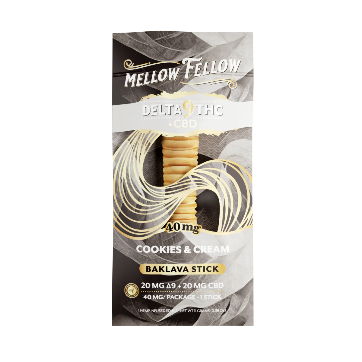 Mellow Fellow Delta 9 THC + CBD Baklava Sticks - Cookies & Cream 40mg