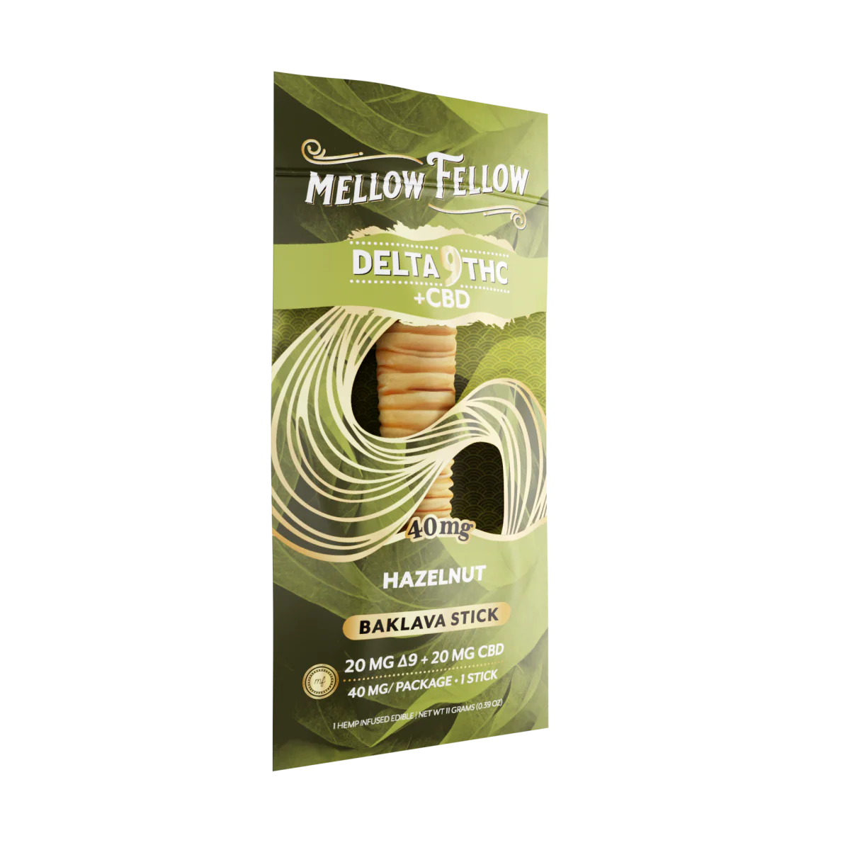 Mellow Fellow Delta 9 THC + CBD Baklava Sticks - Hazelnut 40mg