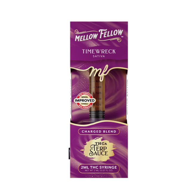 Mellow Fellow Charged Blend - Terp Sauce 2ml Syringe - Timewreck (Sativa) Best Sales Price - CBD