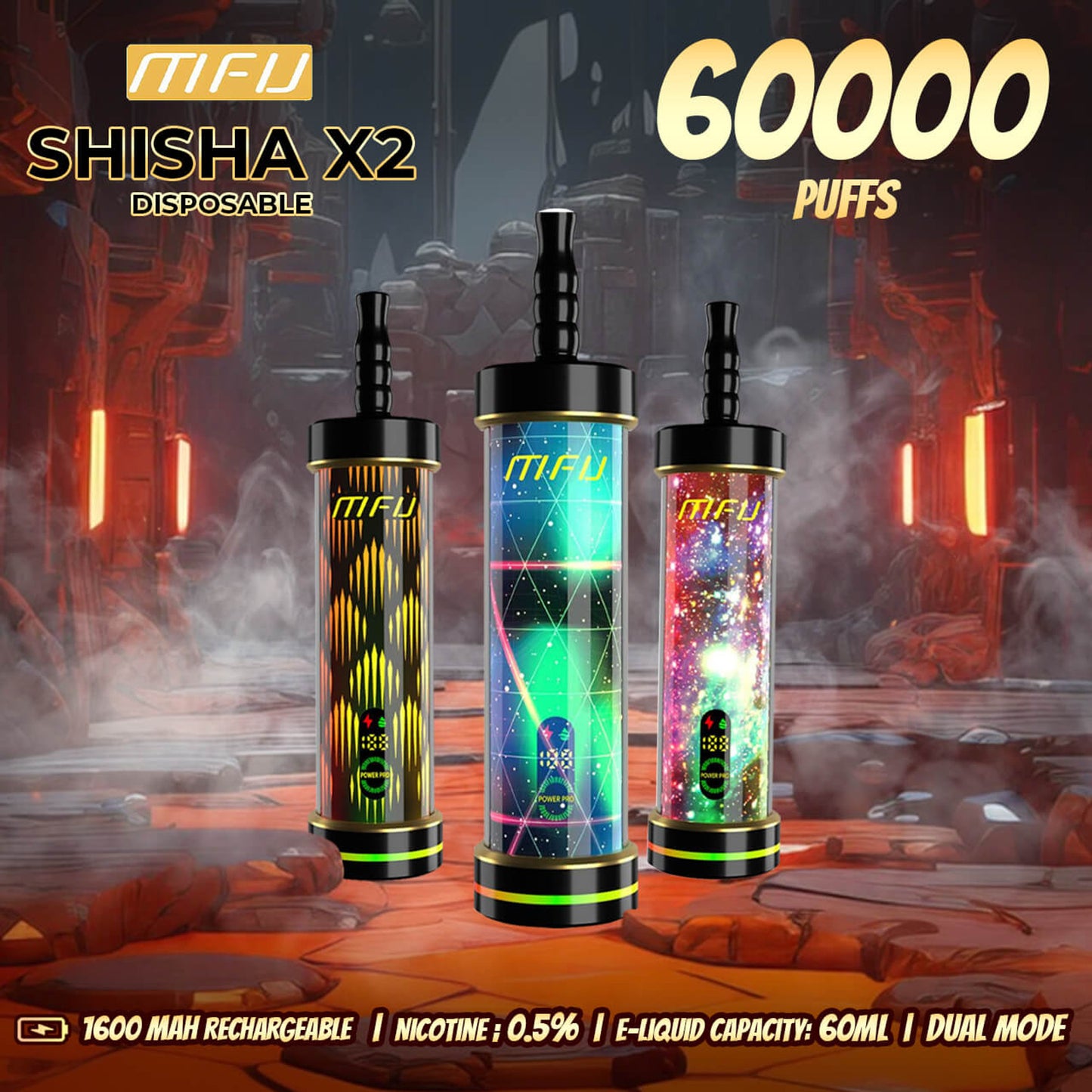MFU SHISHA X2 Hookah Disposable (60000 Puffs)
