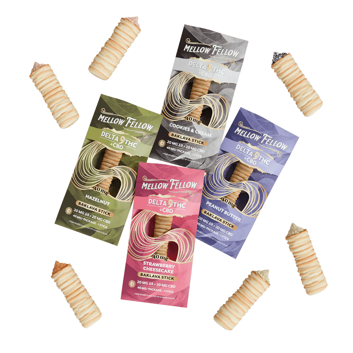 Mellow Fellow Delta 9 THC + CBD Baklava Sticks 4 Pack
