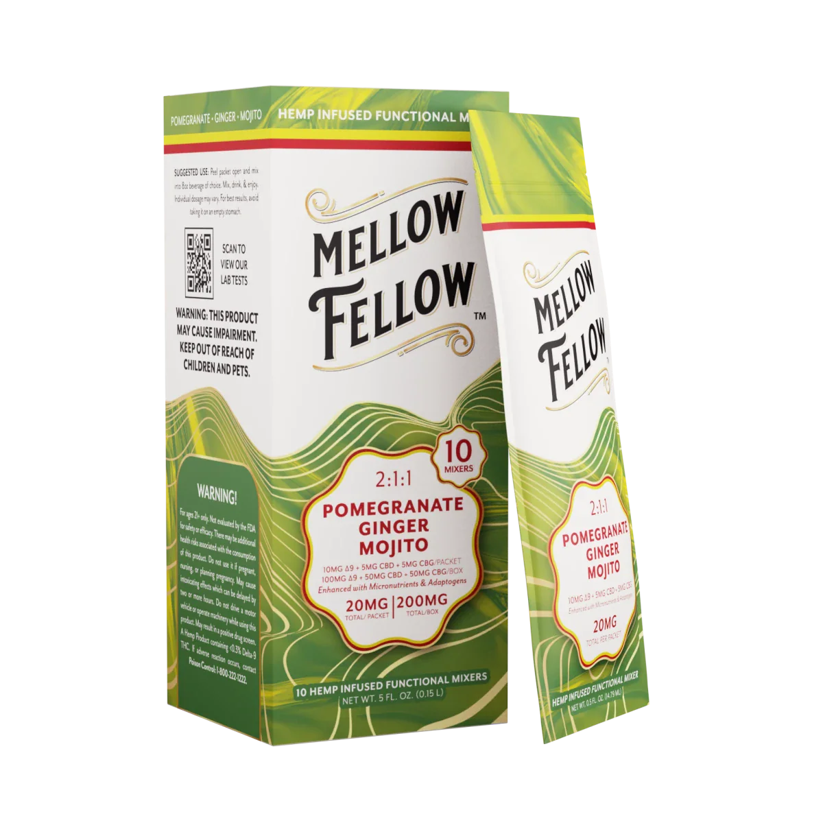 Delta 9 + CBD & CBG Mixers 10pc - Pomegranate Ginger Mojito