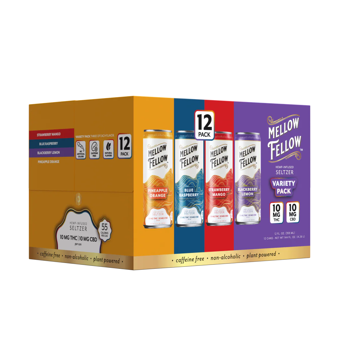 Delta 9 THC + CBD Seltzer Beverage 20MG - Variety 12 Pack