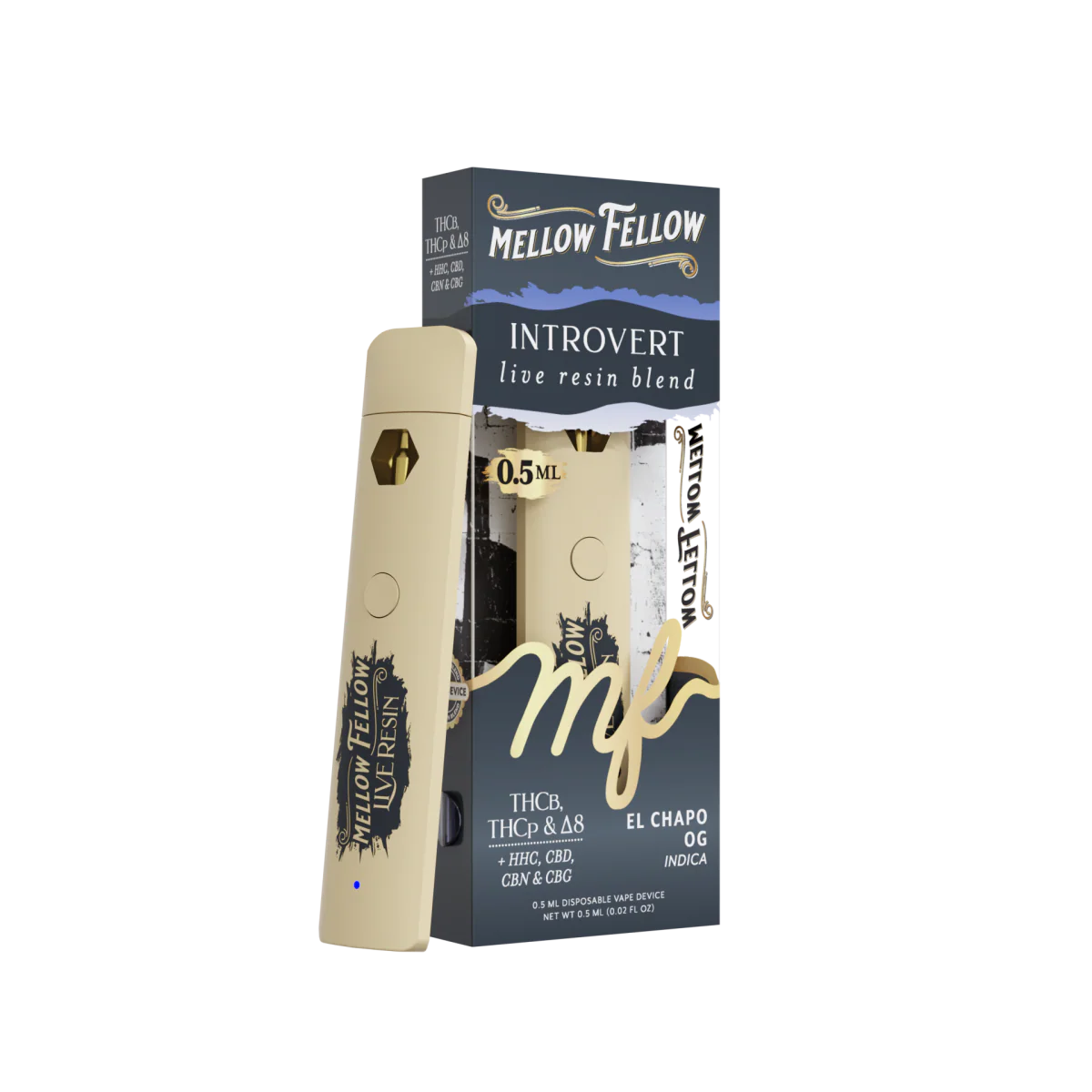 Mellow Fellow Introvert Blend 0.5ml Live Resin Vape - El Chapo OG (Indica)
