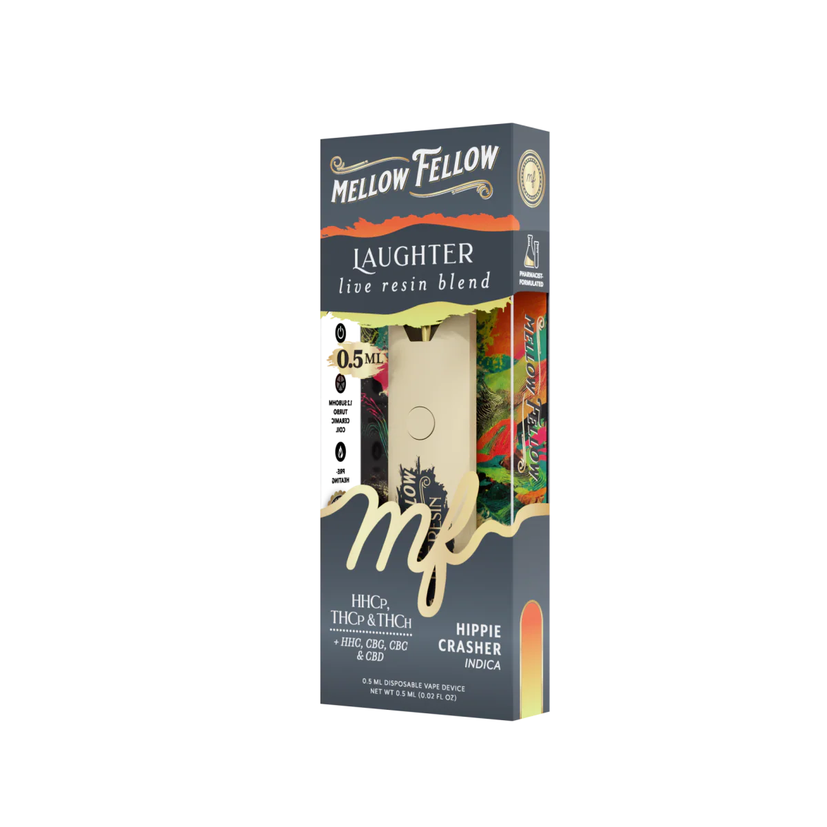 Mellow Fellow Laughter Blend 0.5ml Live Resin  Vape - Hippie Crasher (Indica)