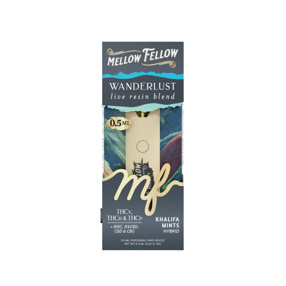 Mellow Fellow Wanderlust Blend 0.5ml Live Resin Vape - Khalifa Mints (Hybrid)