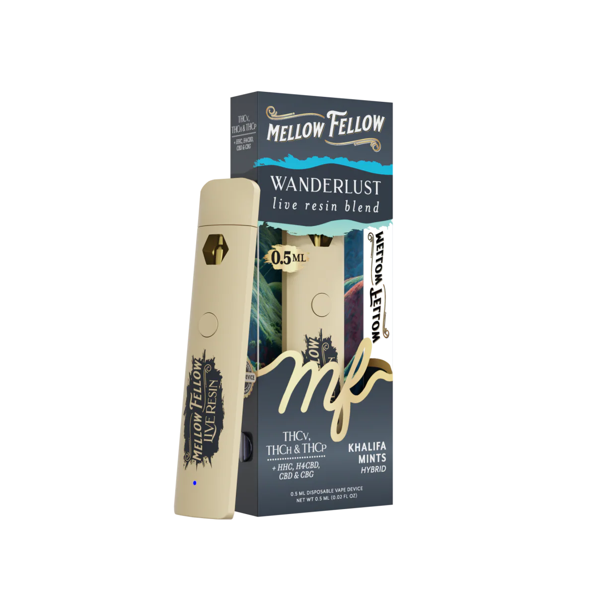 Mellow Fellow Wanderlust Blend 0.5ml Live Resin Vape - Khalifa Mints (Hybrid)