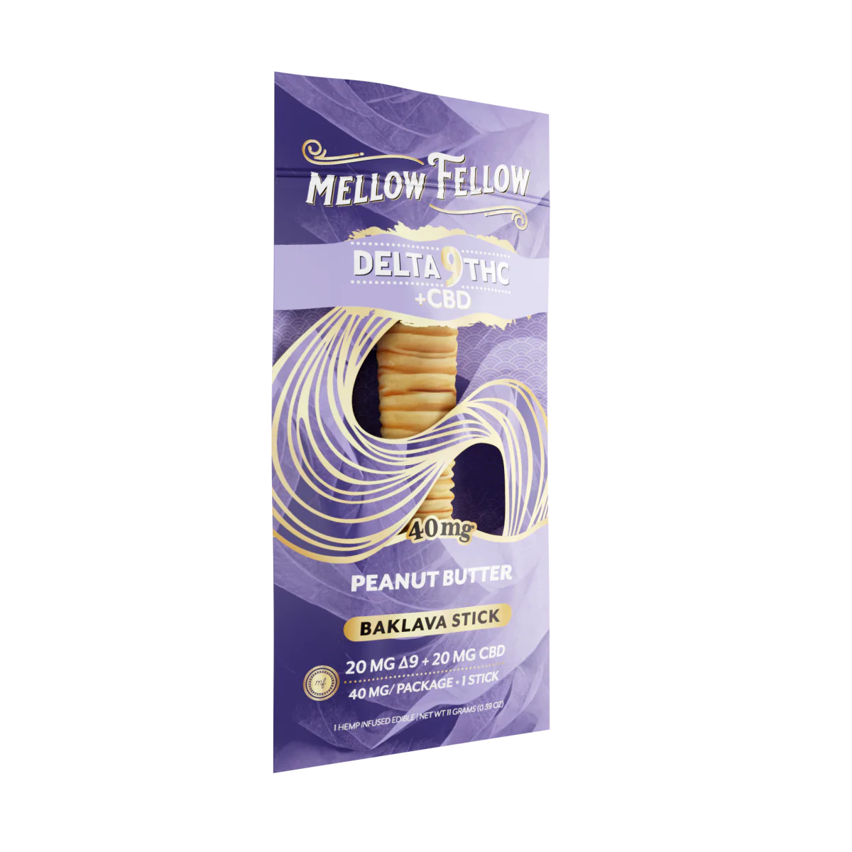 Mellow Fellow Delta 9 THC + CBD Baklava Sticks - Peanut Butter 40mg