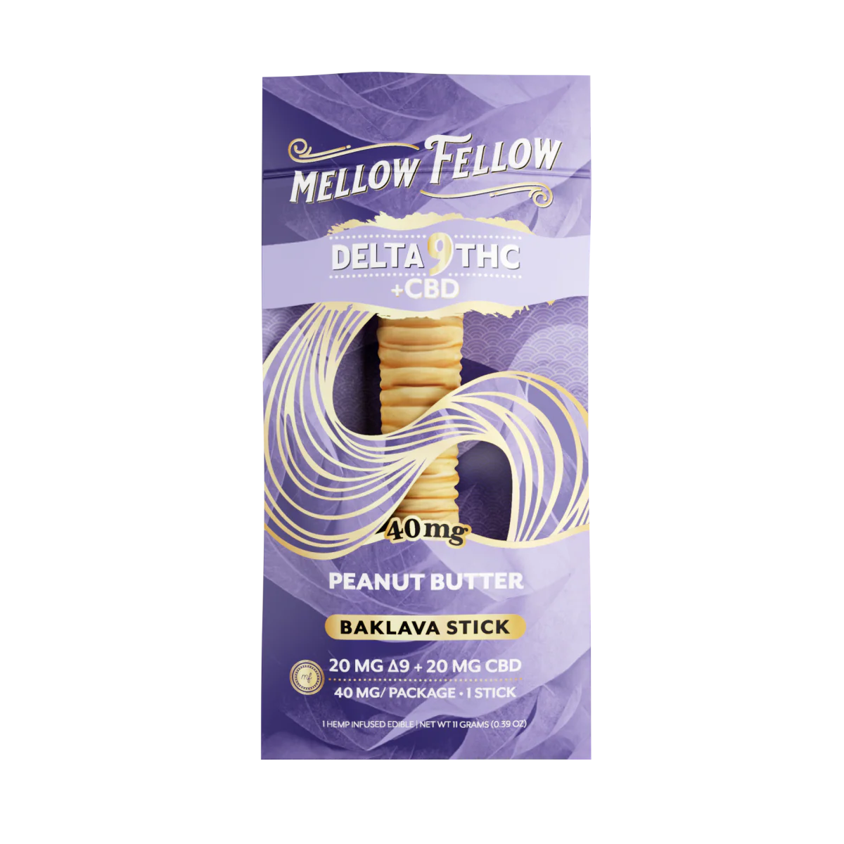 Mellow Fellow Delta 9 THC + CBD Baklava Sticks - Peanut Butter 40mg
