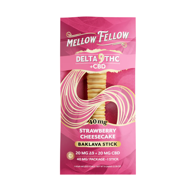 Mellow Fellow Delta 9 THC + CBD Baklava Sticks - Strawberry Cheesecake 40mg