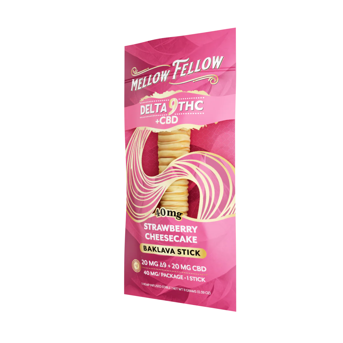 Mellow Fellow Delta 9 THC + CBD Baklava Sticks - Strawberry Cheesecake 40mg